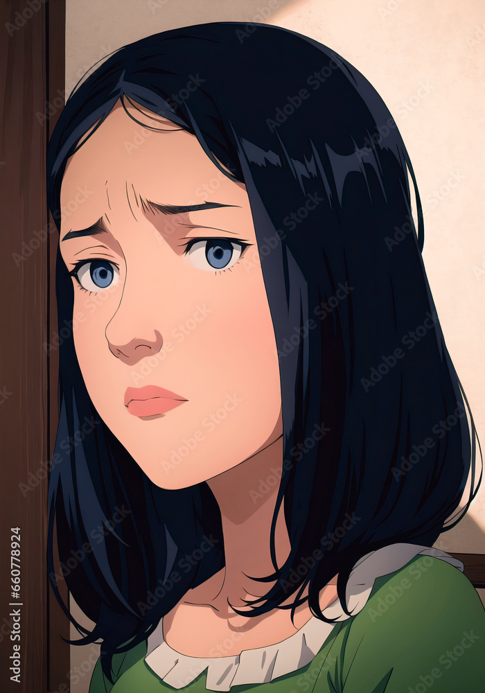 girl with a sad expression on her face. girl with a sad expression on her face.