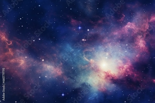 Abstract outer space background with an endless nebula galaxy. Generative AI