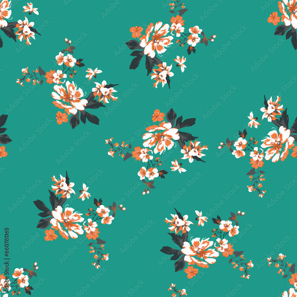 seamless vector flower bunch design pattern on background