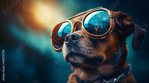a dog with glasses © Derry