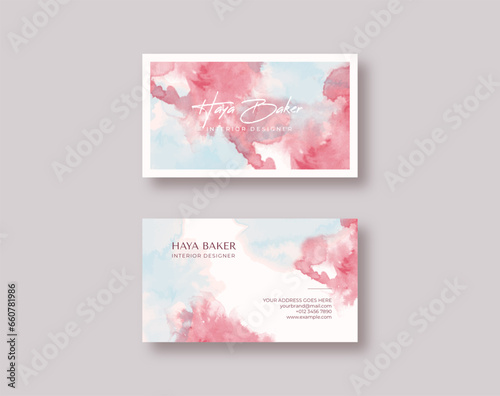 Beautiful business card template with watercolor