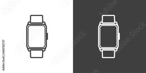 Smart watch icon in flat style. Smartwatch design symbol for apps and websites. icon vector. Thin line smartwatch outline icon vector illustration. Outline, thin line smartwatch icon for web. 