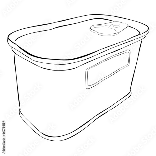 corned beef can, simple vector hand draw doodle sketch at white