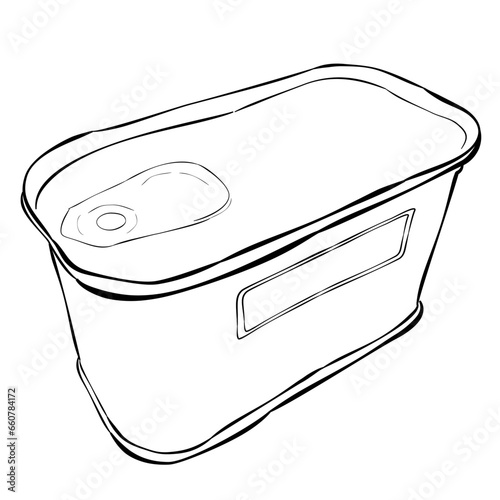 corned beef can, simple vector hand draw doodle sketch at white