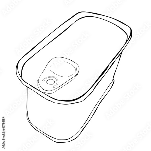 corned beef can, simple vector hand draw doodle sketch at white