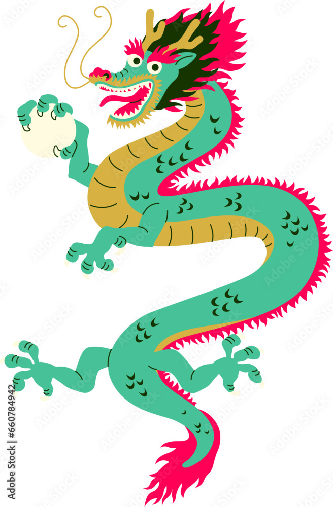 Fototapeta premium Chinese Dragon Holding a Pearl