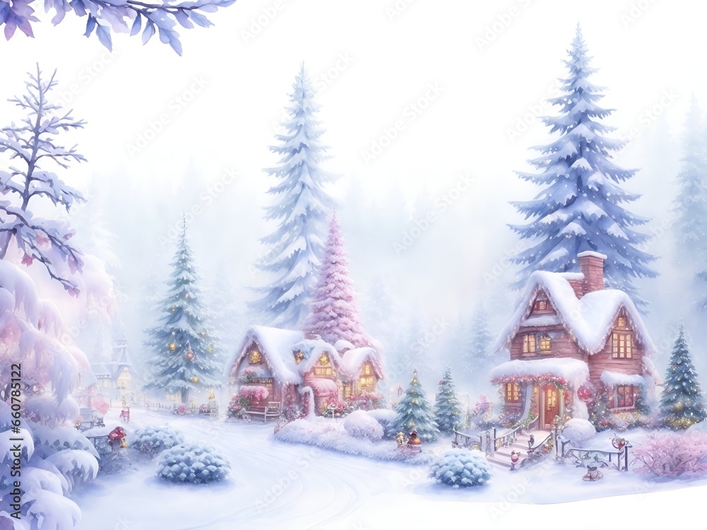Watercolor Wonderland Christmas themed background.