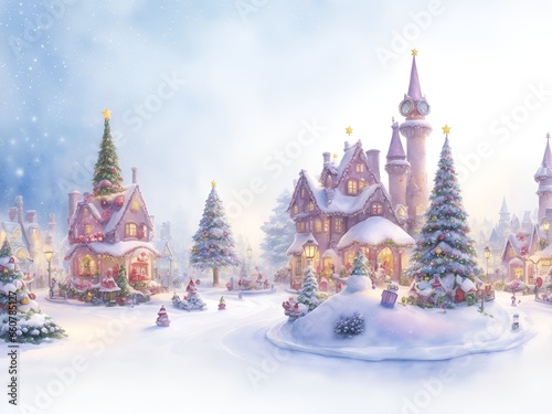 Watercolor Wonderland Christmas themed background.