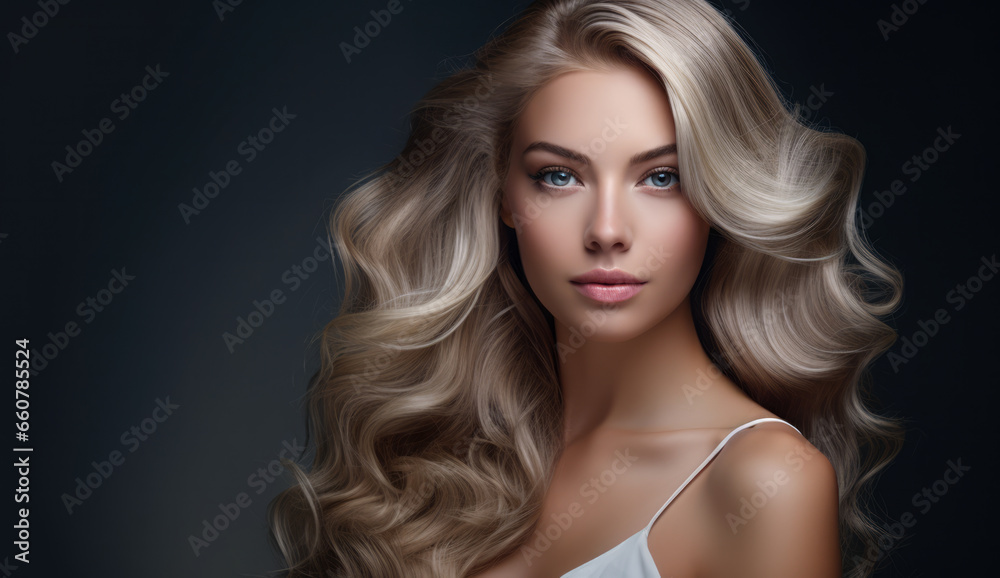 Beautiful woman with long hair on a solid background Beautiful woman with long hair on a solid background