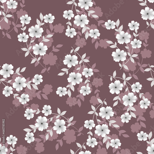 seamless vector flower design on red background