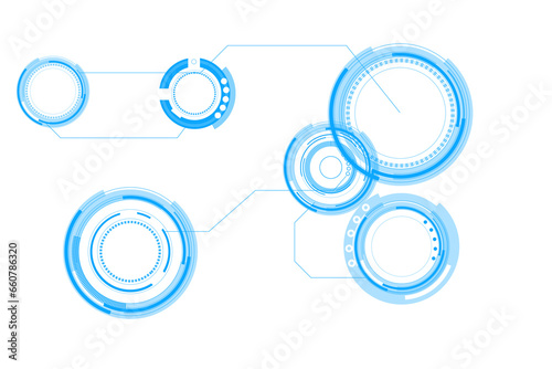 Digital png illustration of blue digital scanning circles on transparent background