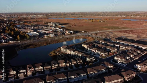 Fountains in the Yorkville community in Calgary, captured from an aerial view. photo