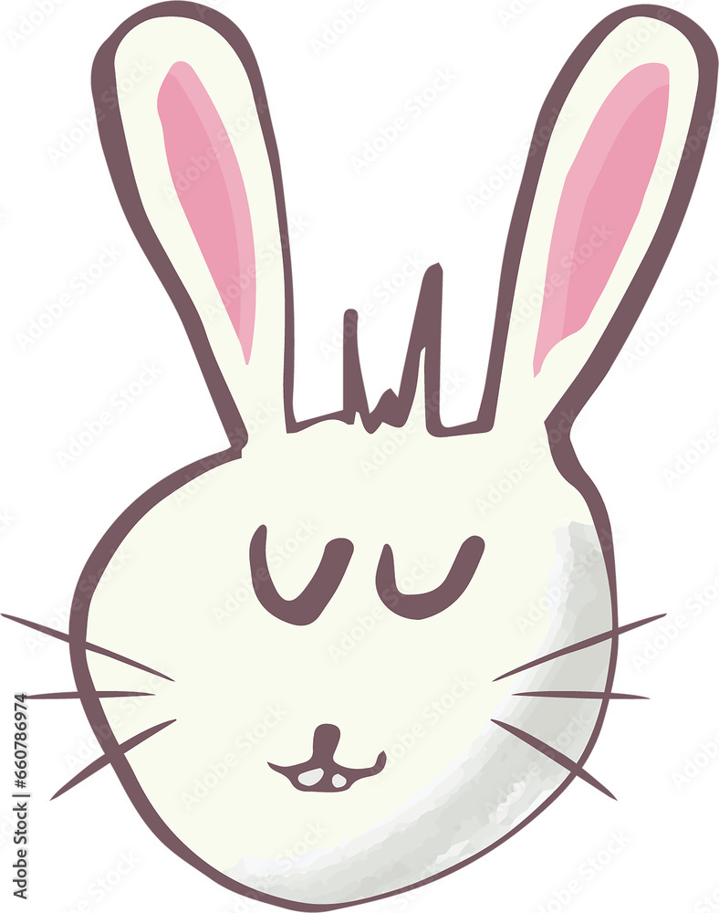 Naklejka premium Digital png illustration of smiling bunny with closed eyes on transparent background