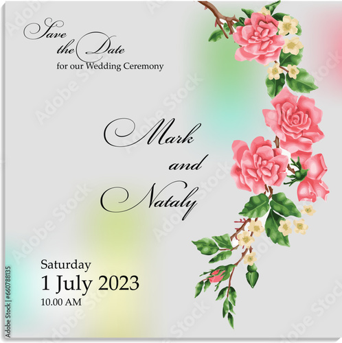 Botanic vector decoration illustration for wedding card, fabric, and logo composition