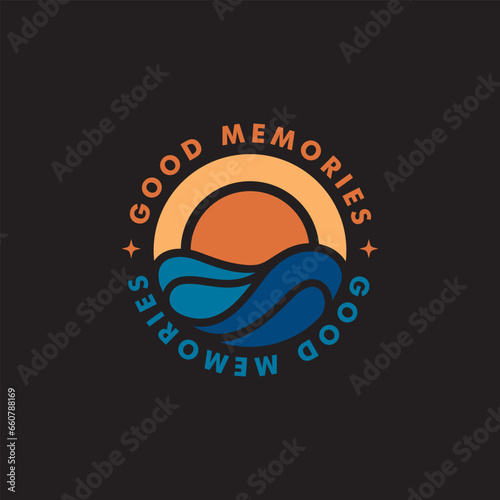 sunset logo, good memories on dusk design vector