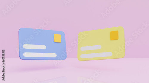 3D blue and yellow credit card