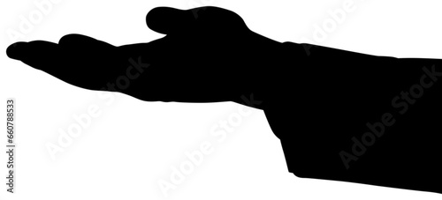 Digital png silhouette image of open hand on transparent background