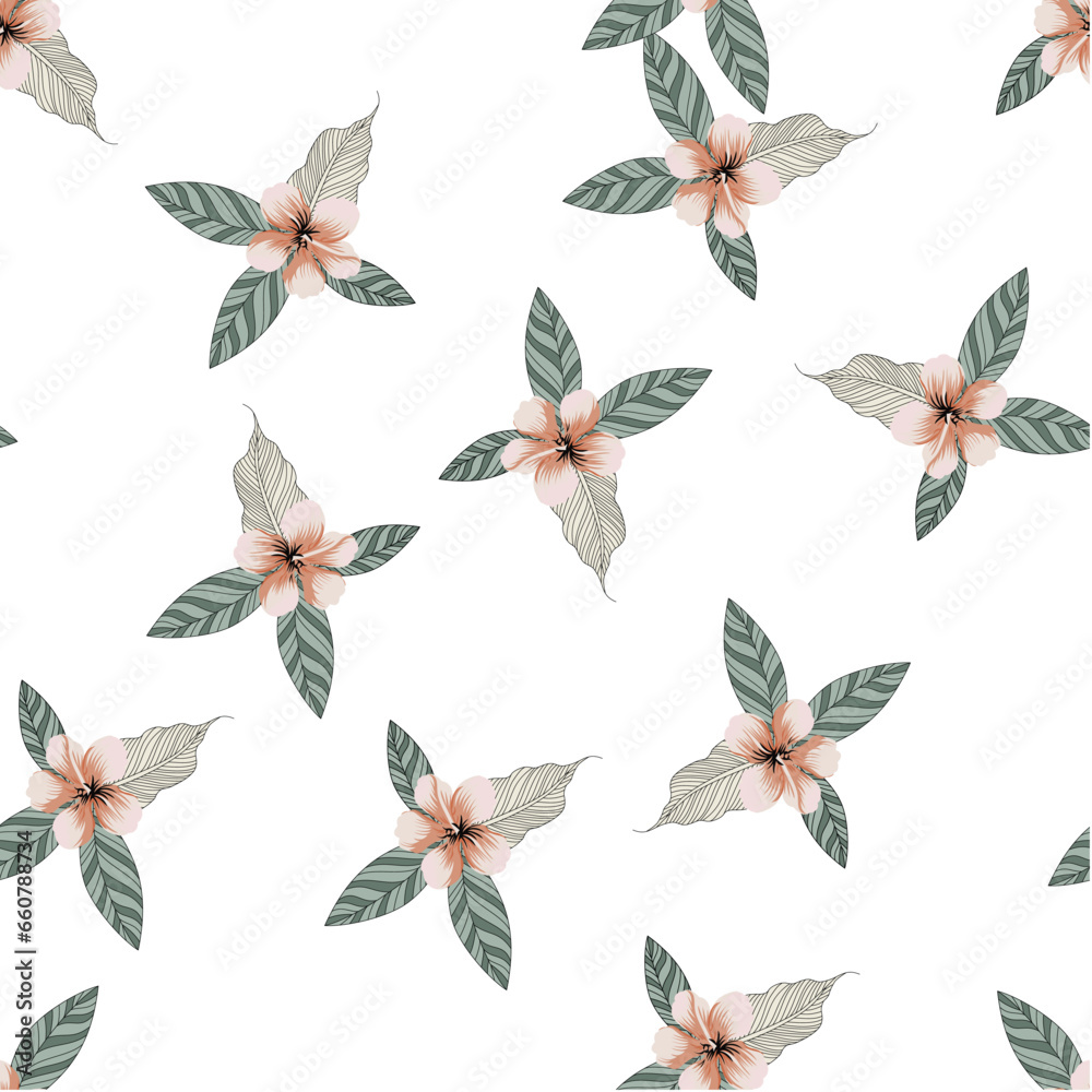 seamless vector flower with lives design pattern on white background