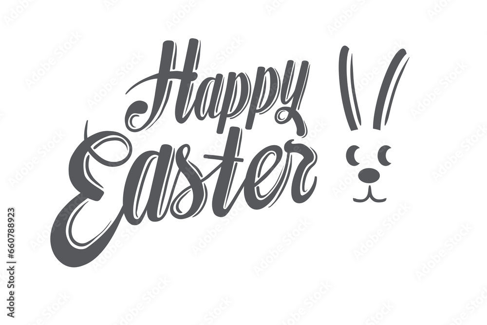 Obraz premium Digital png illustration of rabbit with happy easter text on transparent background