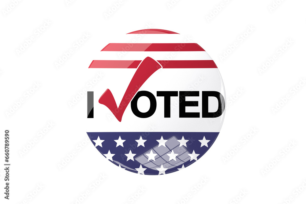 Naklejka premium Digital png illustration of i voted text on badge with flag of usa on transparent background