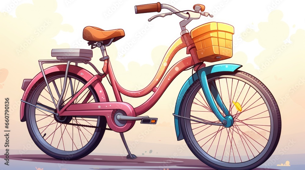 Fototapeta premium Colorful Ride bikes or go for a bike ride together, Cartoon Graphic Design, Background HD For Designer