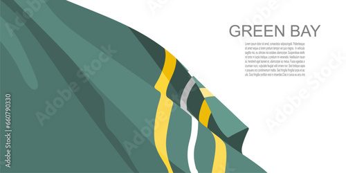 Waved flag textured by Green Bay Packers American football team uniform colors.