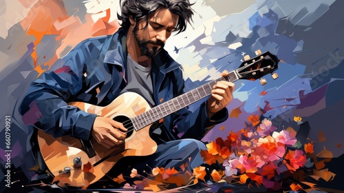 Colorful Man Hobbies e.g. painting playing musical , Cartoon Graphic Design, Background HD For Designer