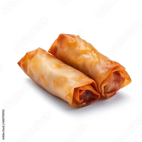 Spring rolls, Chinese cuisine, isolated on white background.