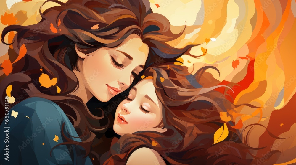 Colorful MOTHER is hugging her child cartoon, Cartoon Graphic Design, Background HD For Designer Colorful MOTHER is hugging her child cartoon, Cartoon Graphic Design, Background HD For Designer
