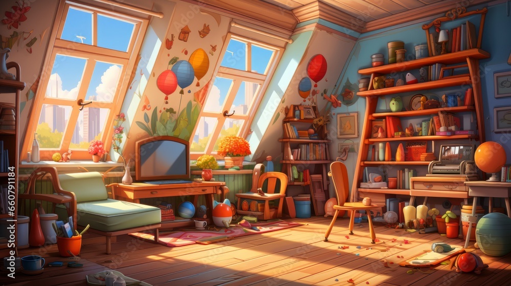 Colorful Playroom for children cartoon, Cartoon Graphic Design, Background HD For Designer