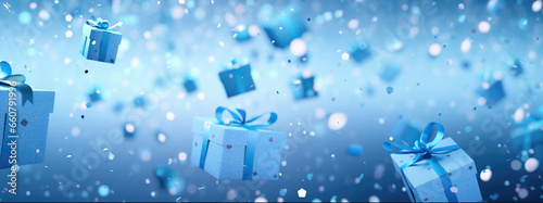 Light blue flying floating presents banner