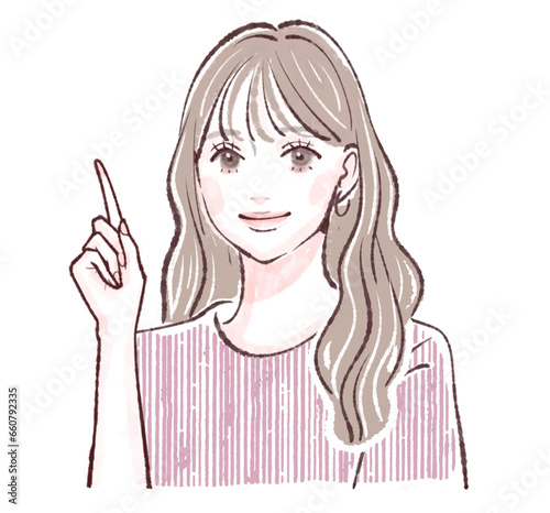 説明をする女性のイラスト