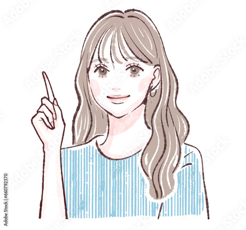 説明をする女性のイラスト