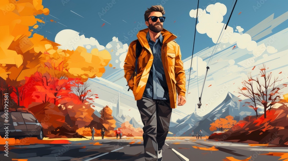 Colorful Man Walking cartoon , Cartoon Graphic Design, Background HD For Designer Colorful Man Walking cartoon , Cartoon Graphic Design, Background HD For Designer