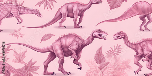 dinosaurs seamless pattern Hand painted purple dinosaur with leaves pattern.dinosaurs  seamless  pattern  dinosaur background 