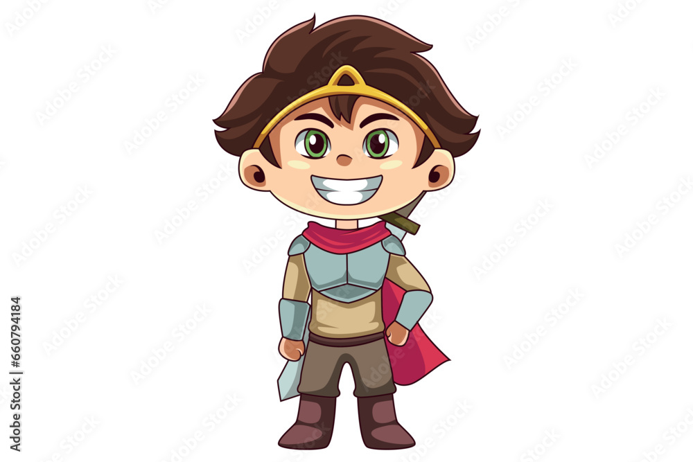 Cute Little Knight Character Design Illustration