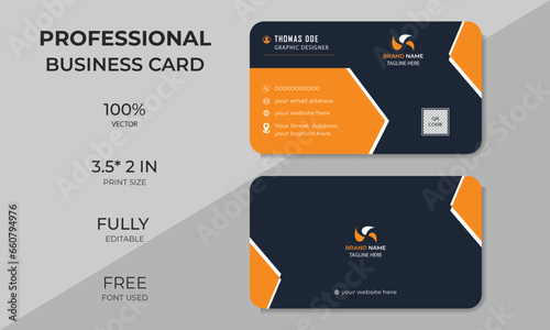 Modern presentation card with company logo. Vector business card template.