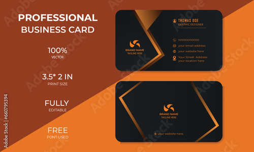 Black clean business card design with some attractive different type of shapes photo