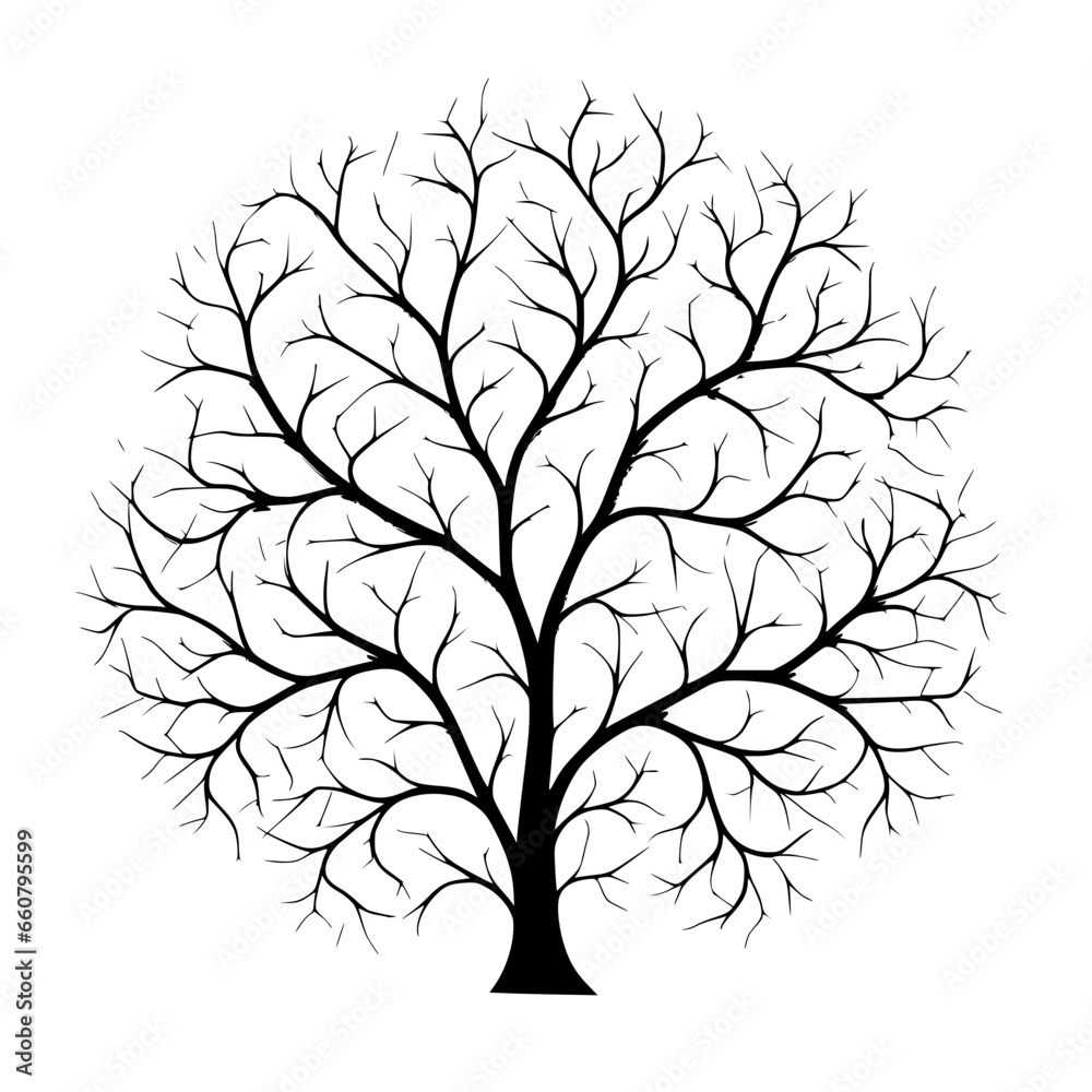 Obraz premium Tree Flower Twig Line art abstract Simple Object Minimalist Black Art 