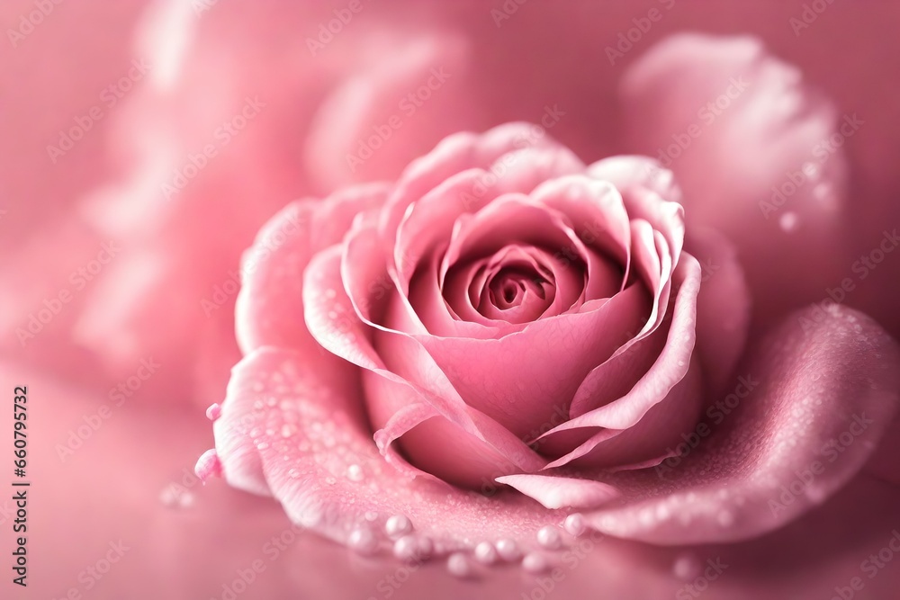 Blurred background with rose of pink color. Copy space for your text. Mock up template. Can be used for wallpaper, wedding card, web page banner Blurred background with rose of pink color. Copy space for your text. Mock up template. Can be used for wallpaper, wedding card, web page banner