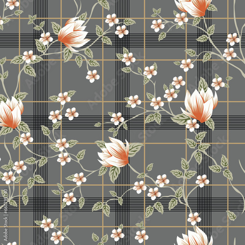 seamless vector flower with cheeks design pattern on background