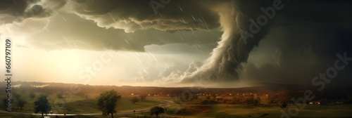 tornado landscape with dramatic storm cloud