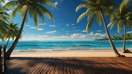 Tropical Palms and Turquoise Ocean 