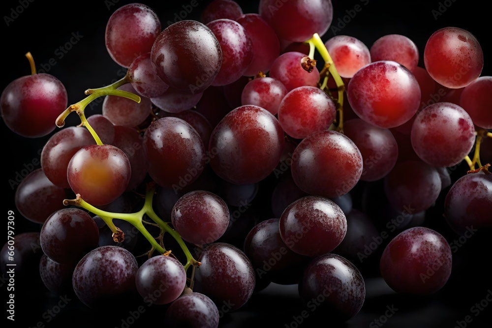 Closeup of a delicious grapes on black background