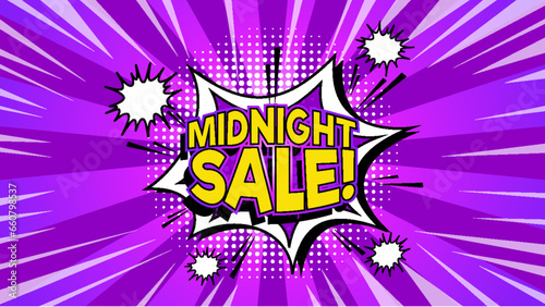Midnight Sale: Retro Comic Purple Background