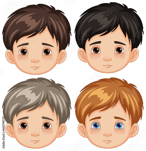 Four-Faced Boy Cartoon Relaxing
