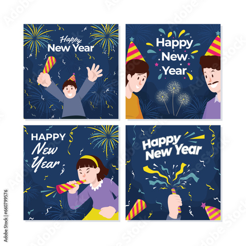celebrating new year card social media post design