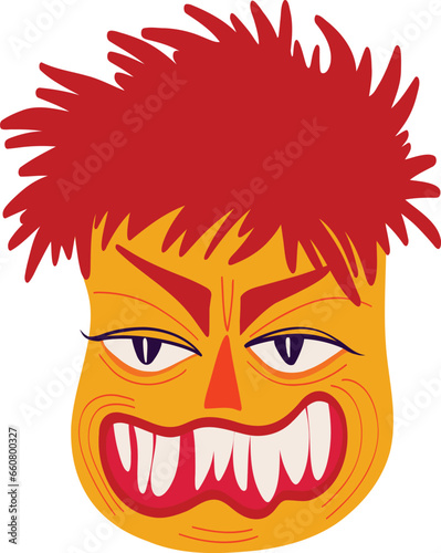 Creepy zombie man. Vibrant bright Strange ugly Halloween character