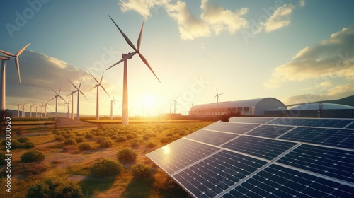 Wind turbines and solar panels