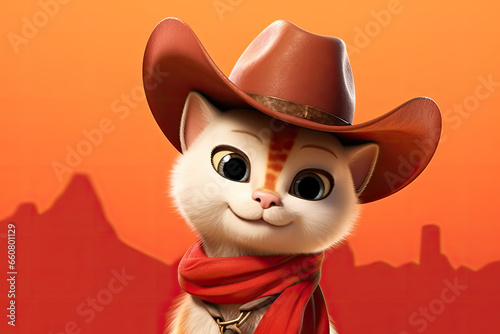 Petfluencers - The sweet cat s dream of becoming a cowboy comes true - Orange Background